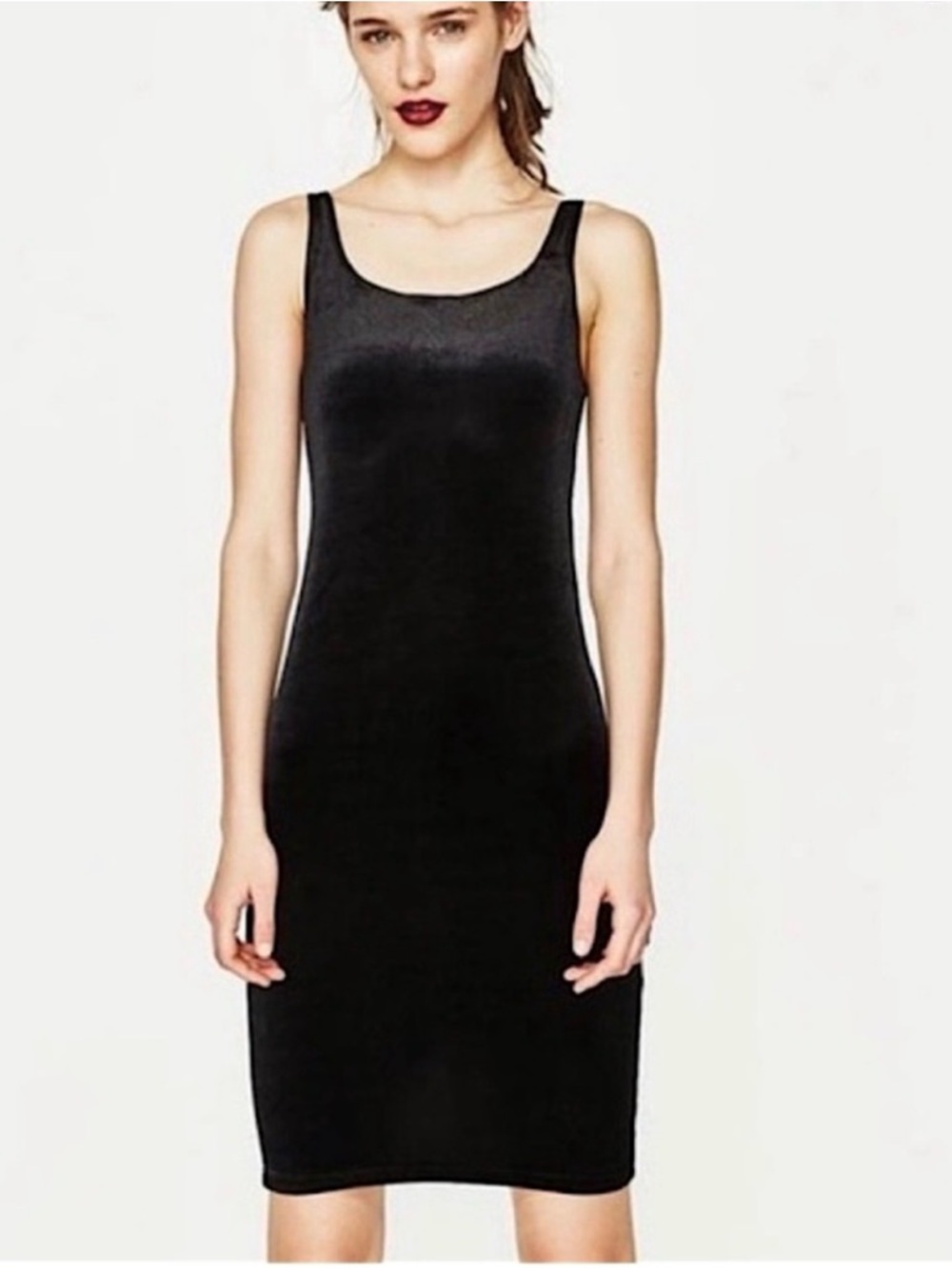 Zara Trafaluc Black Velvet Sleeveless Mini Dress Size Small